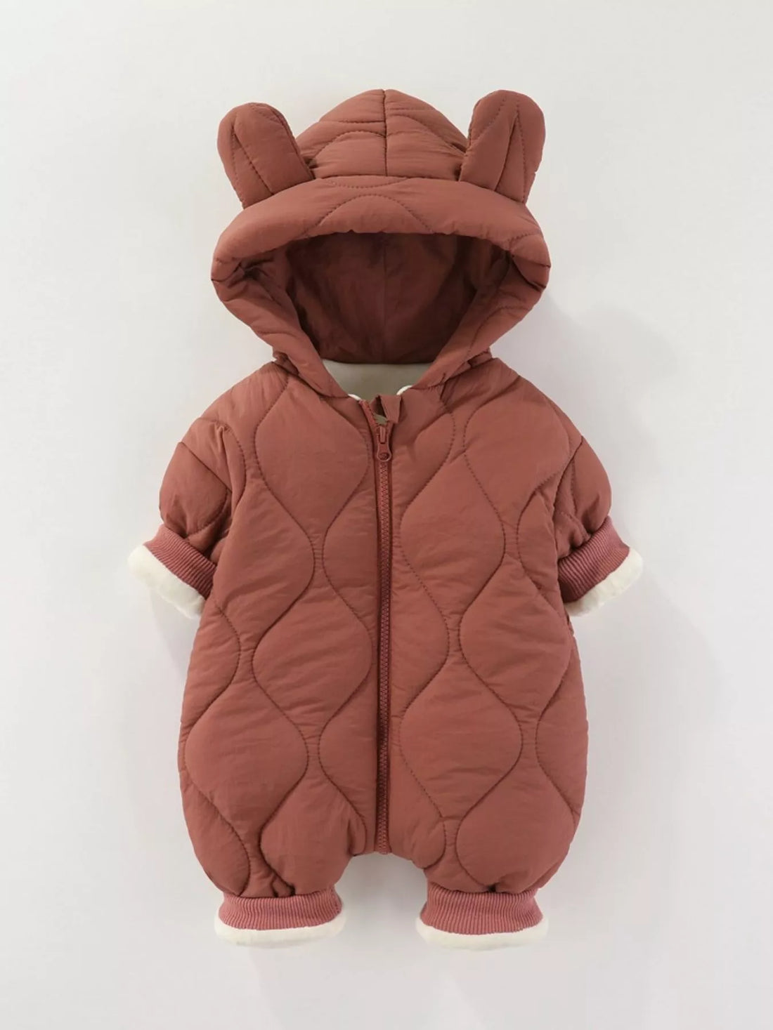 Children's Zip Front Hooded Padded One-Piece - cas7m