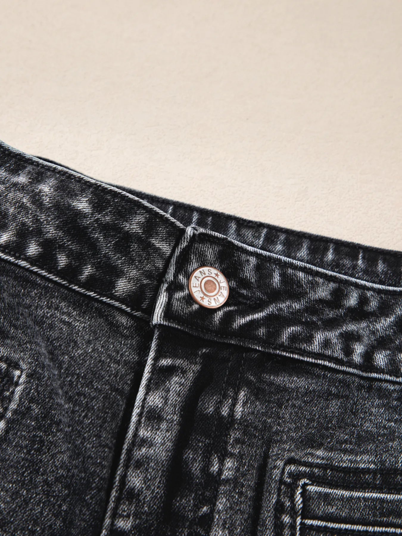 High-Waisted Wide Leg Washed Jeans - cas7m
