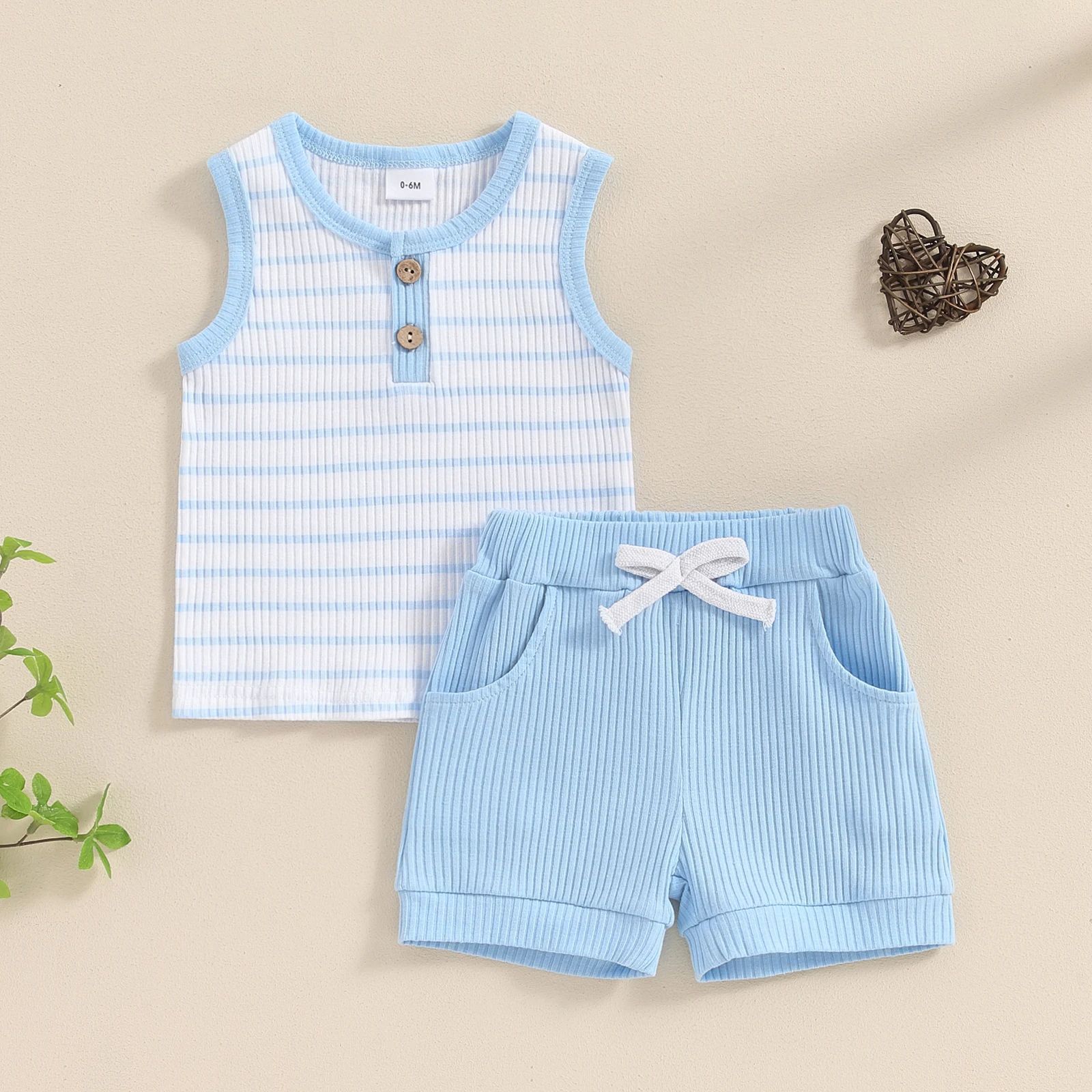Boys' Fashion Round Neck Top Sports Shorts Suit - cas7m