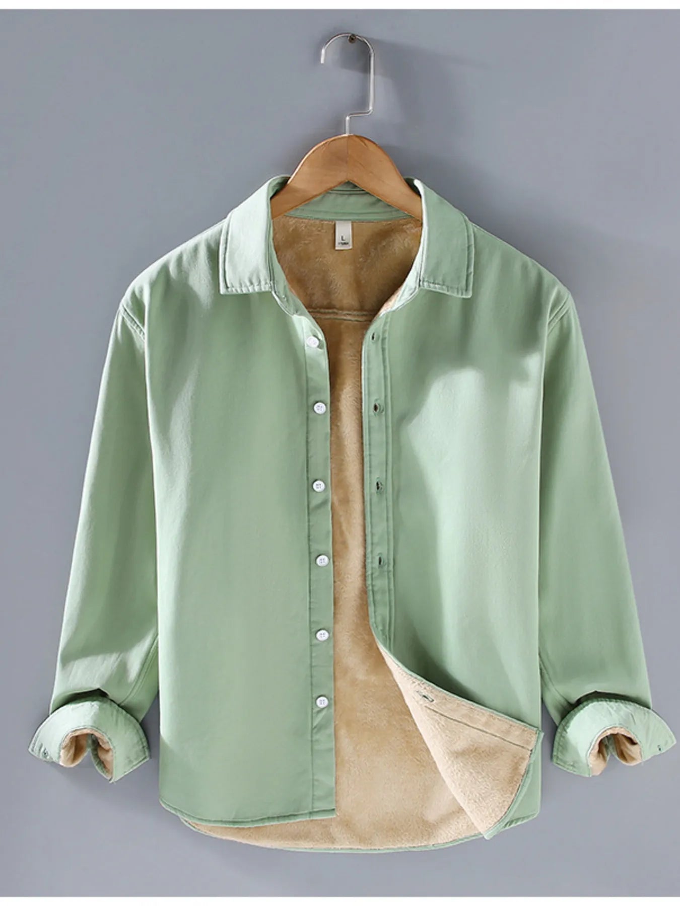 Men's Plus Size Button Up Long Sleeve Shirt - cas7m