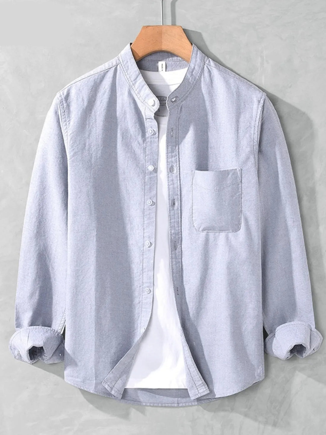 Men's Plus Size Button Up Long Sleeve Shirt - cas7m