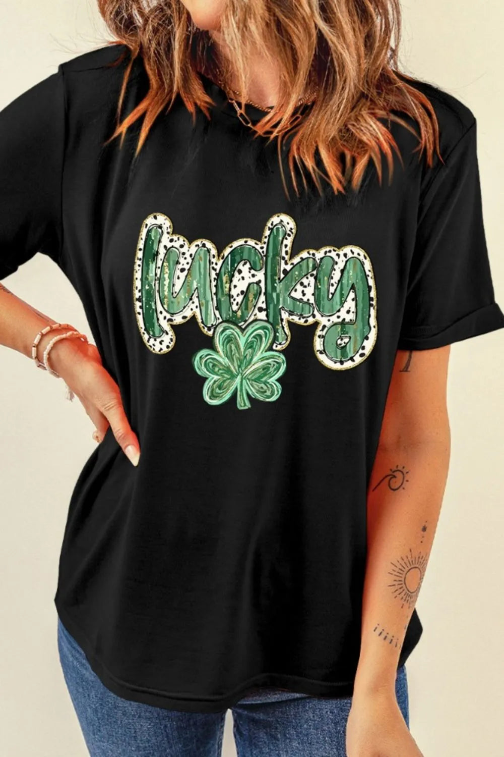 Lucky Clover Graphic T-Shirt - cas7m