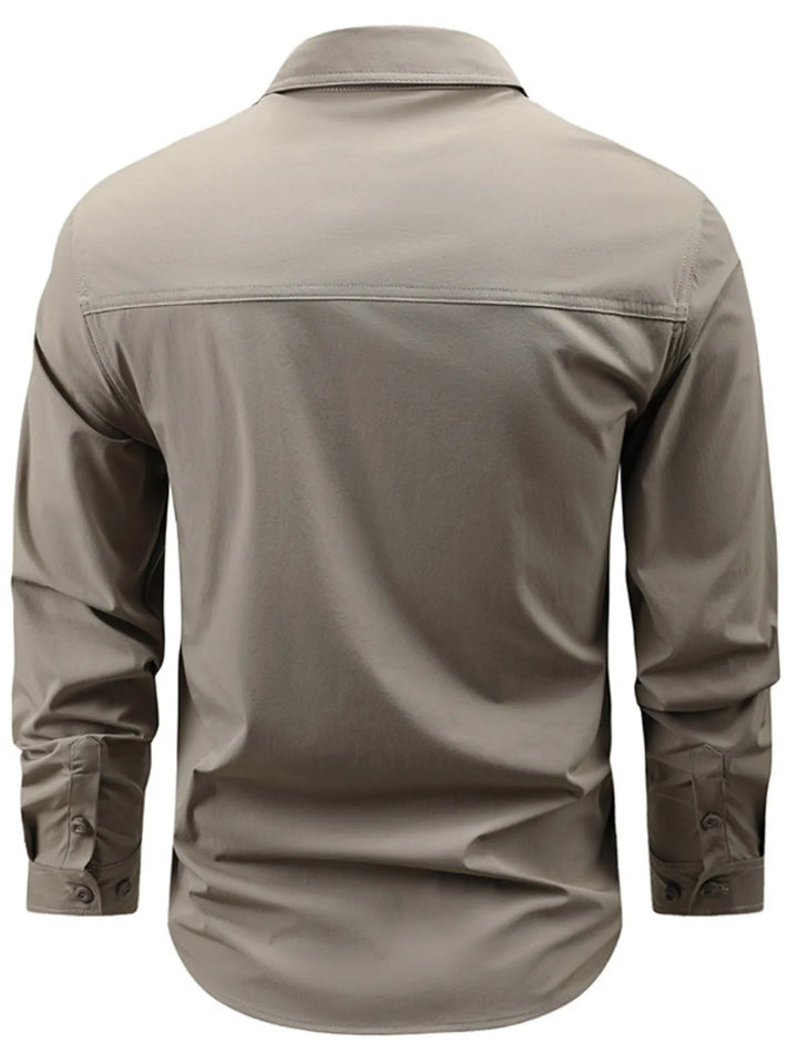 Men's Plus Size Button Up Long Sleeve Shirt - cas7m