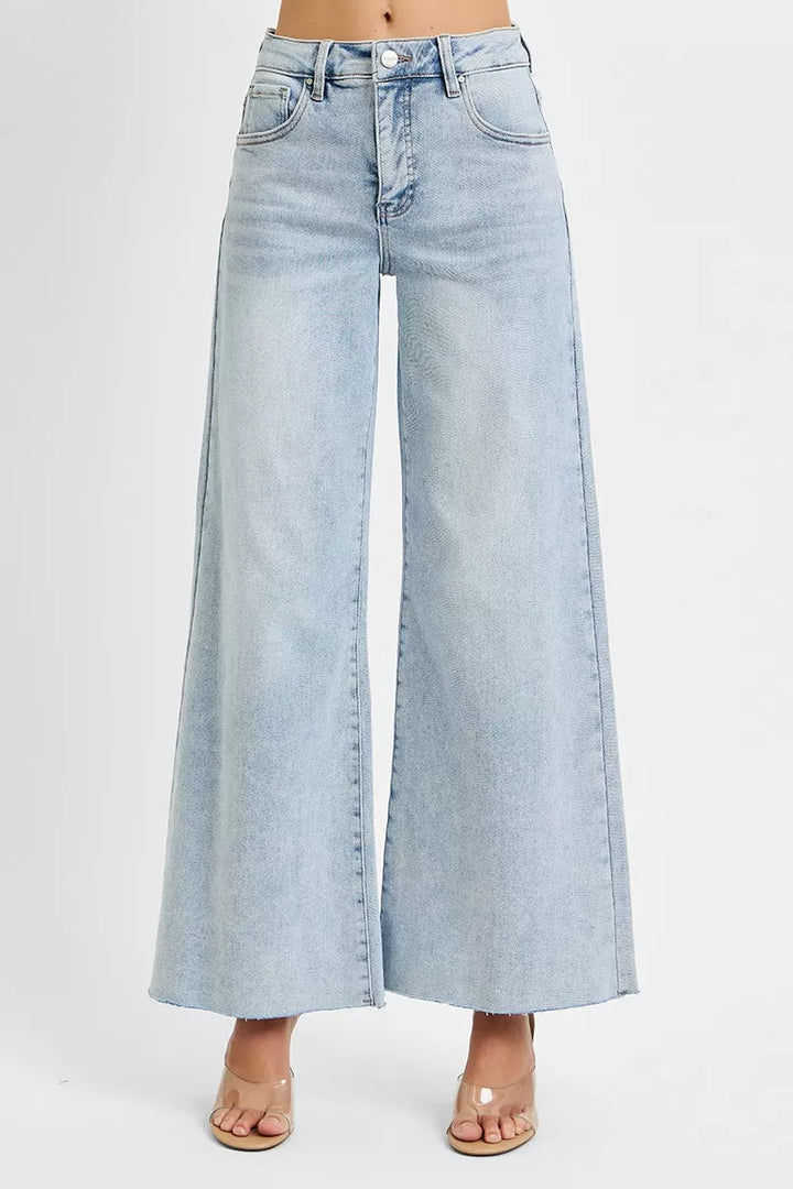 RISEN Full Size High Rise Ankle Wide Palazzo Jeans Plus Size - cas7m