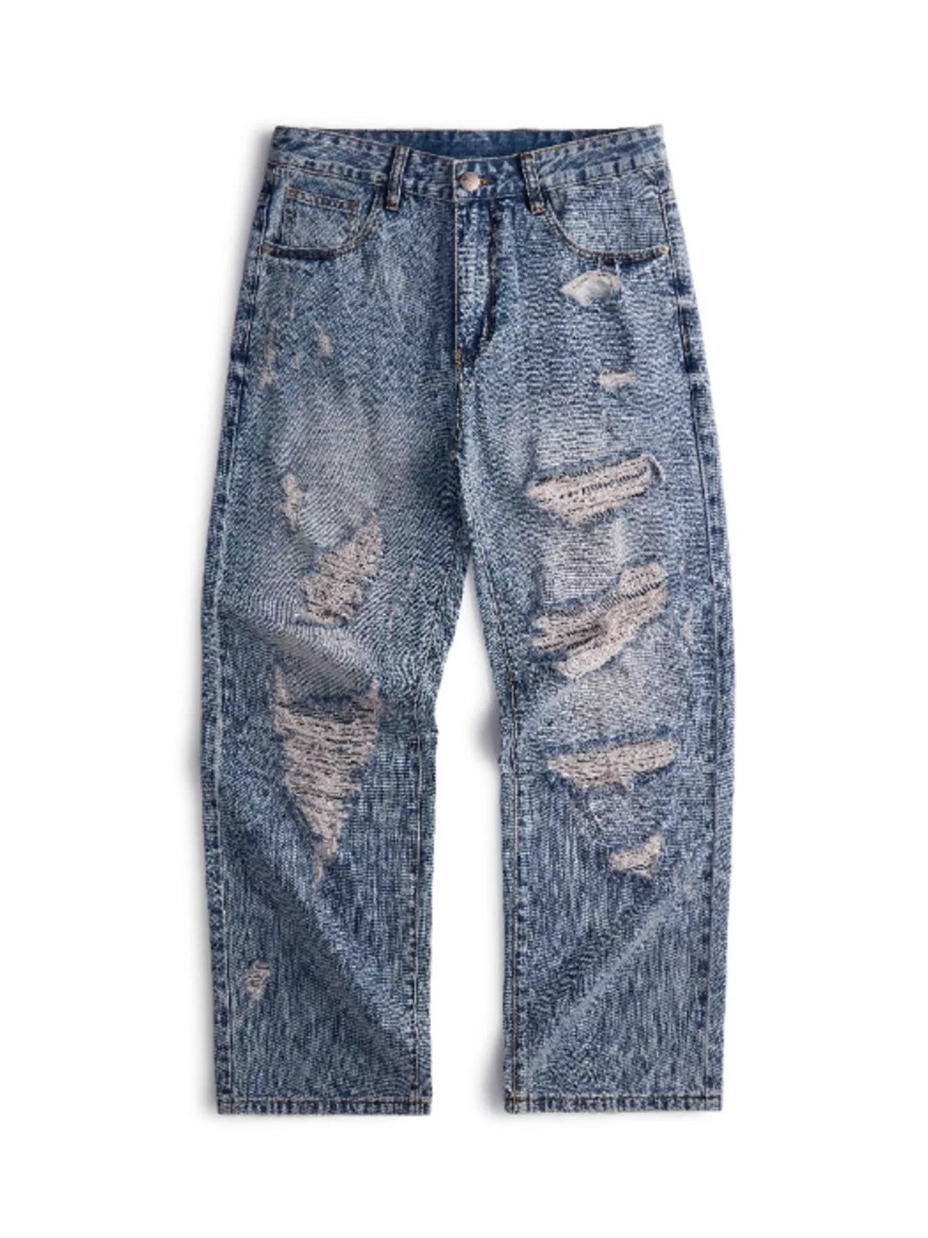 Men's Distressed Wide Leg Jeans - cas7m