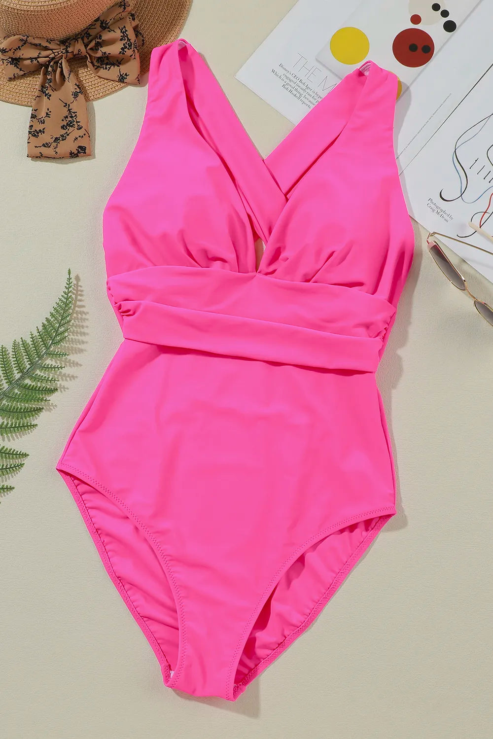 Crisscross Wide Strap One-Piece Swimwear - cas7m