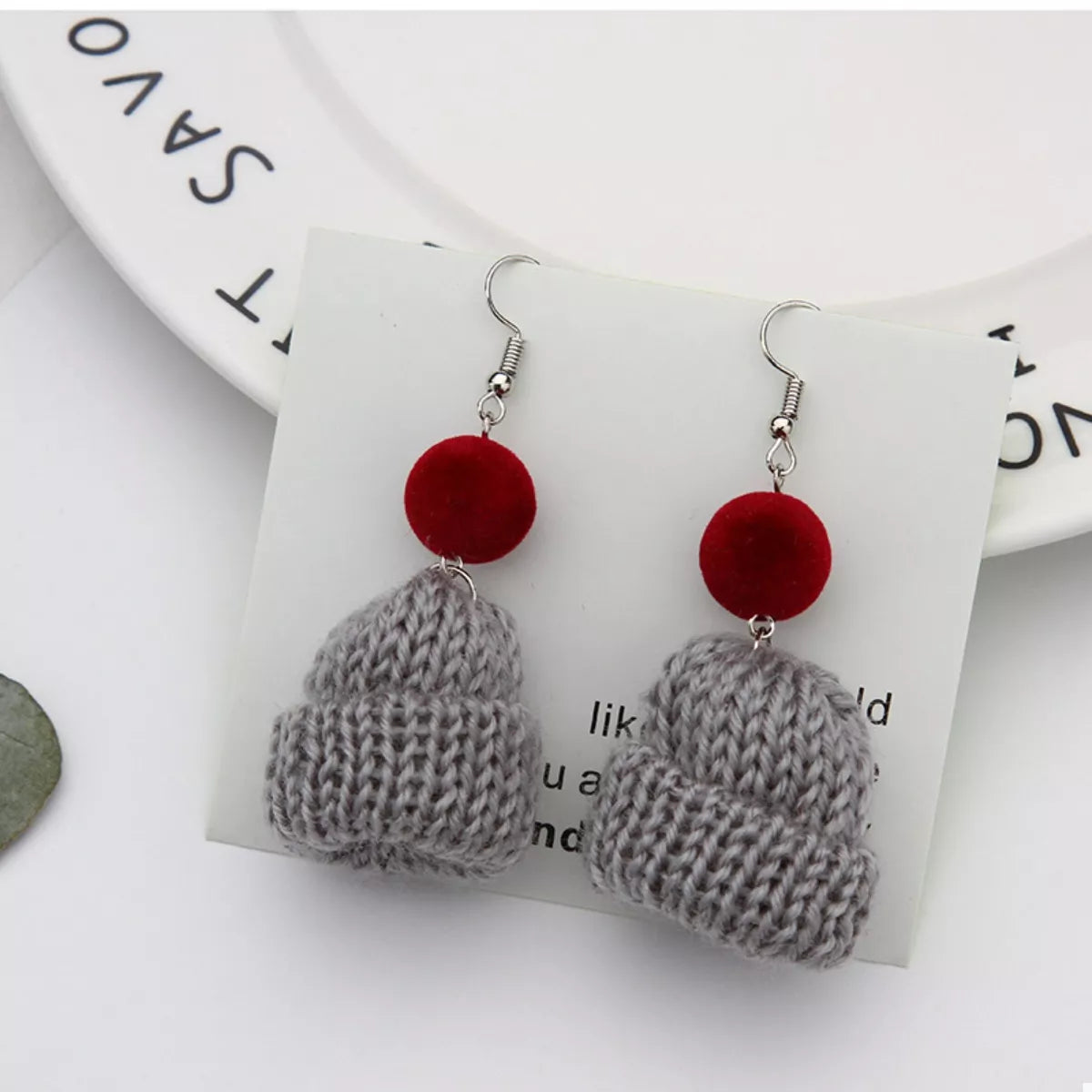 Christmas Knitted Beanie Earrings - cas7m