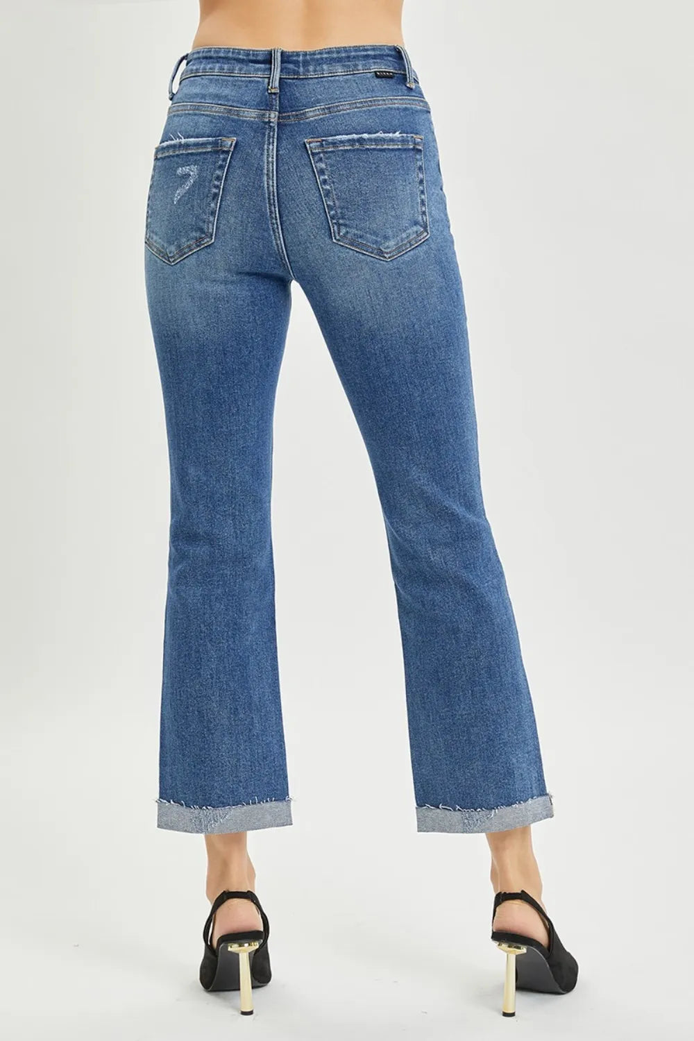 RISEN Full Size Button Fly Cropped Bootcut Jeans - cas7m