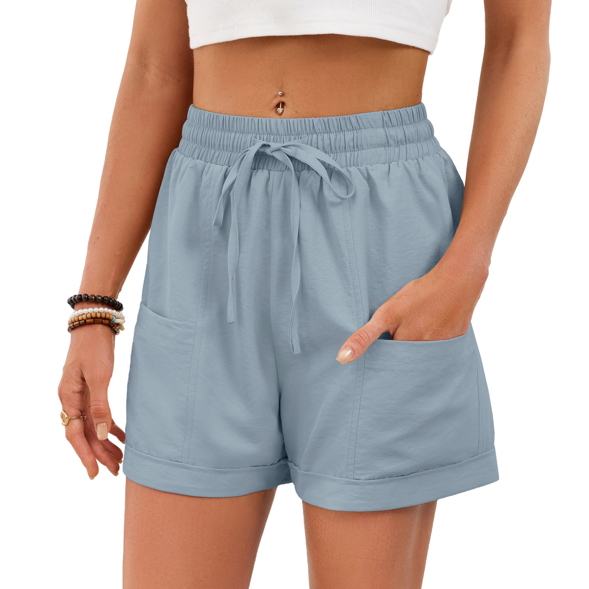 Casual Drawstring Elastic Waist Shorts - cas7m