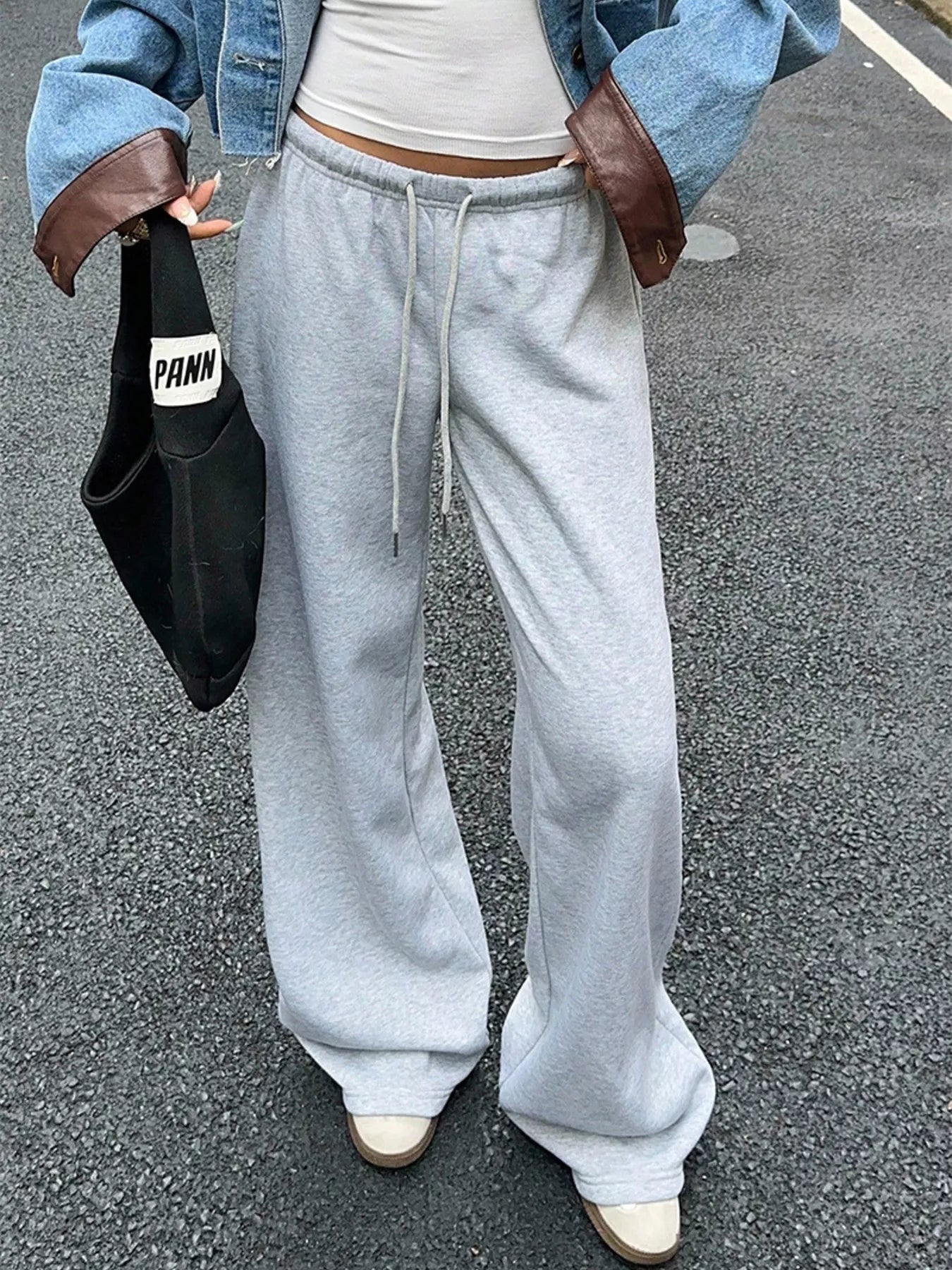 Wide Leg Drawstring Sweatpants - cas7m