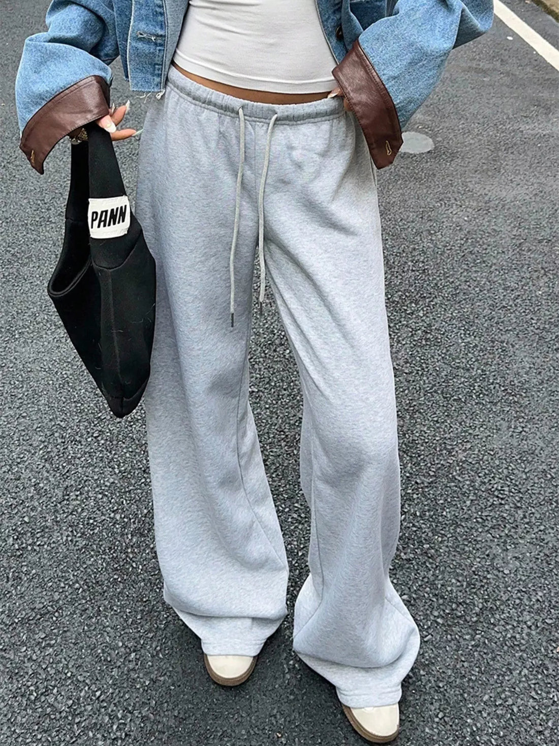 Wide Leg Drawstring Sweatpants - cas7m