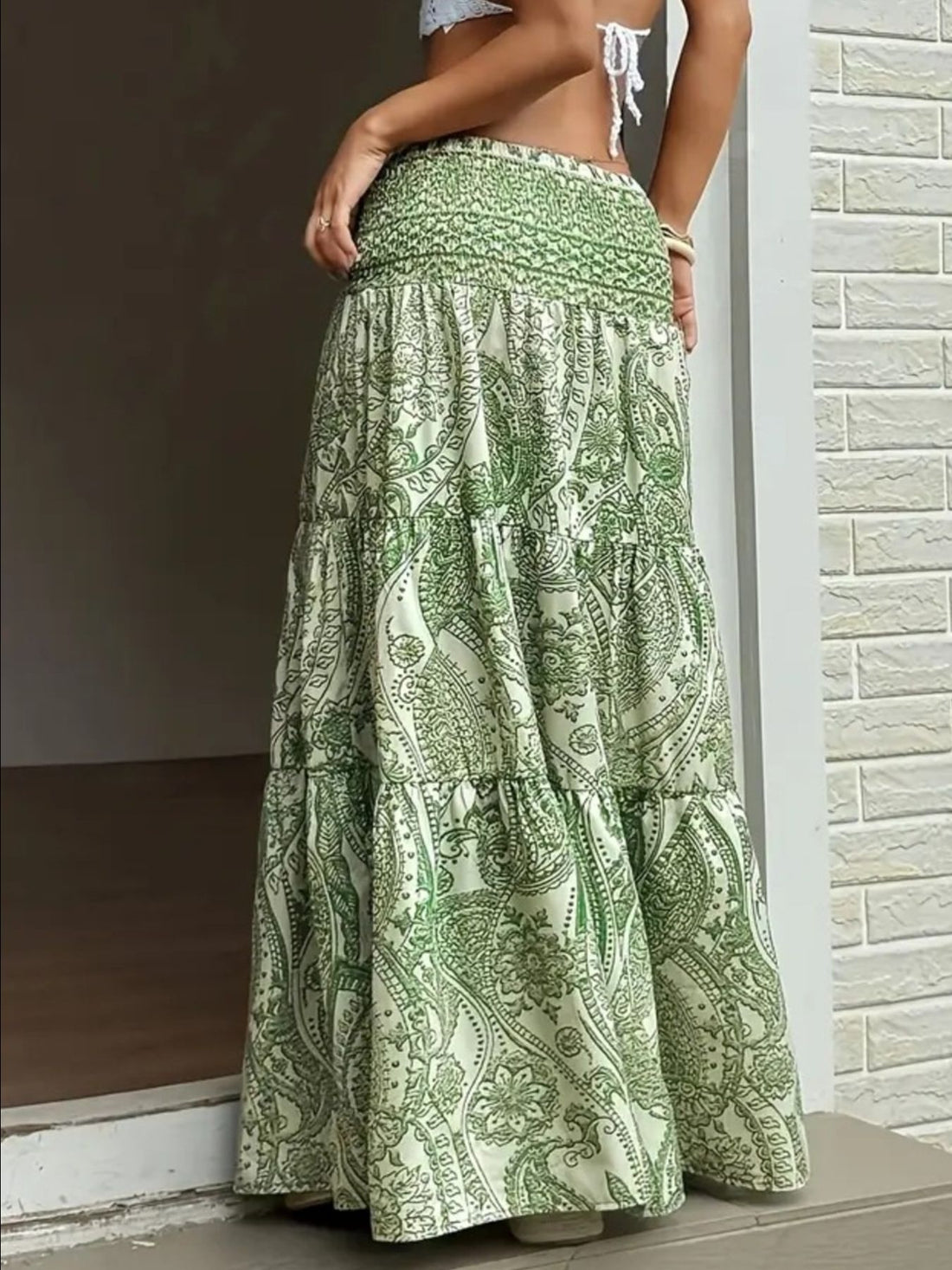 Paisley Print Maxi Skirt - cas7m