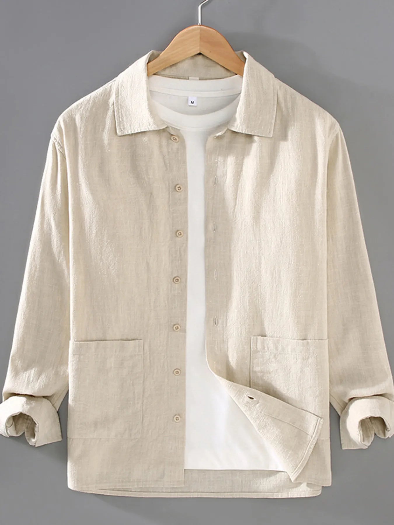 Men's Plus Size Button Up Long Sleeve Shirt - cas7m