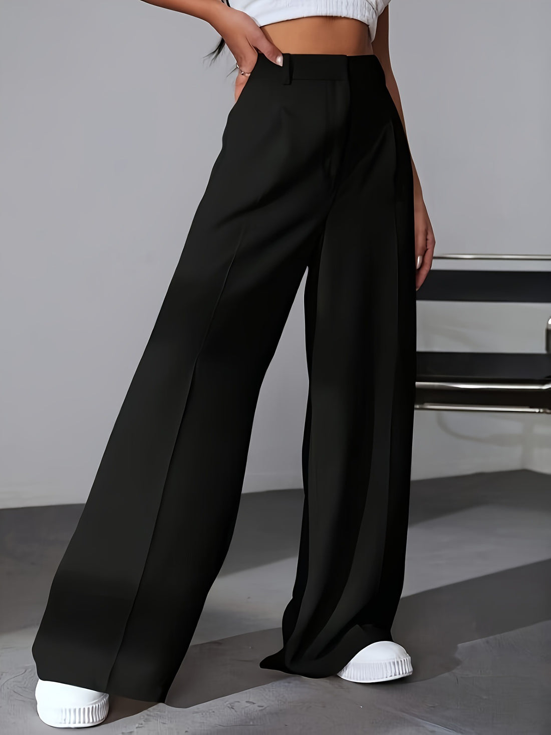 Wide Leg High Waist Slimming Loose Drooping Straight Mop Pants - cas7m