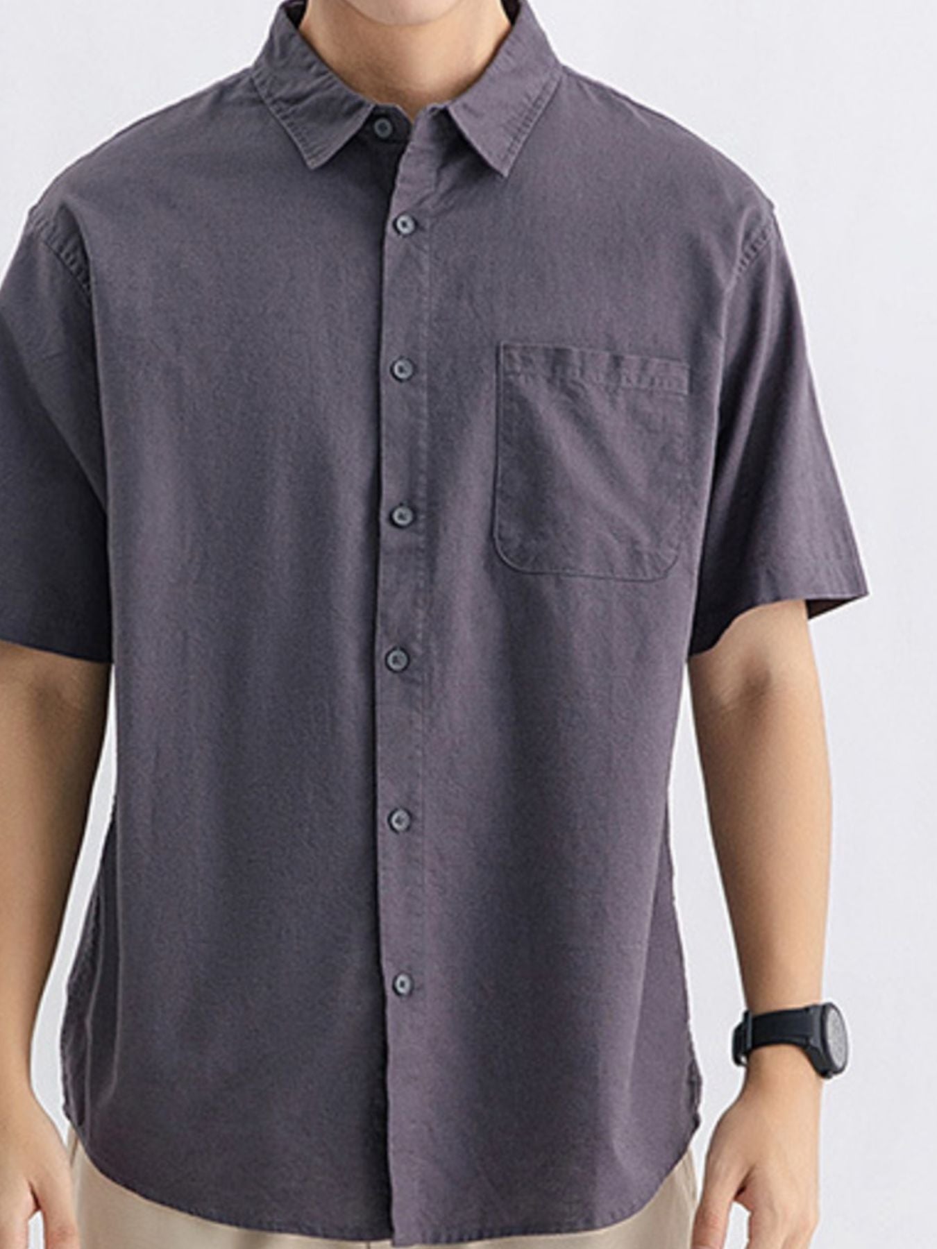 Men's Plus Size Button Up Short Sleeve Shirt - cas7m