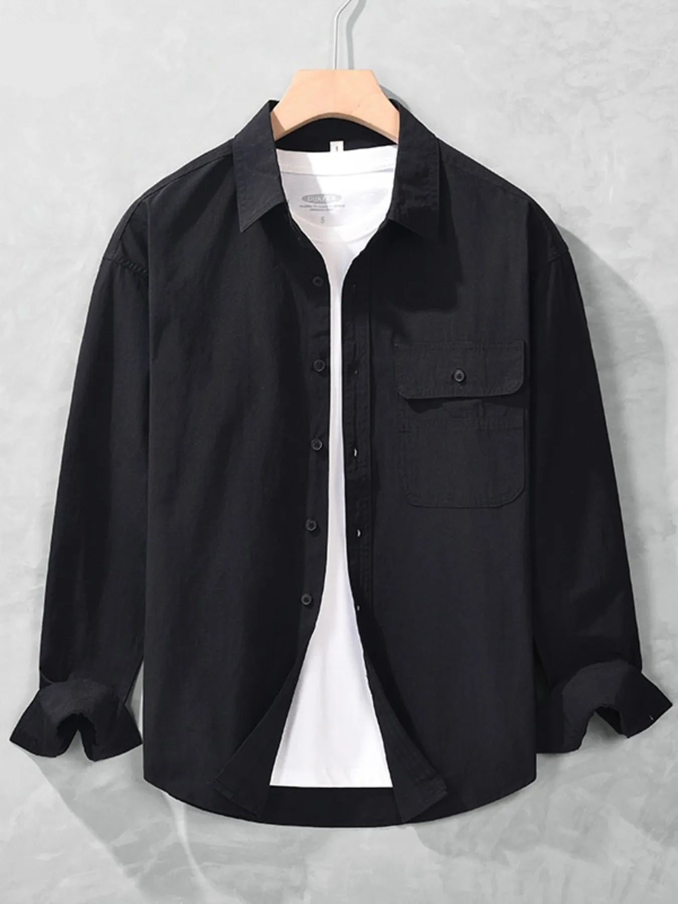 Men's Plus Size Button Up Long Sleeve Shirt - cas7m