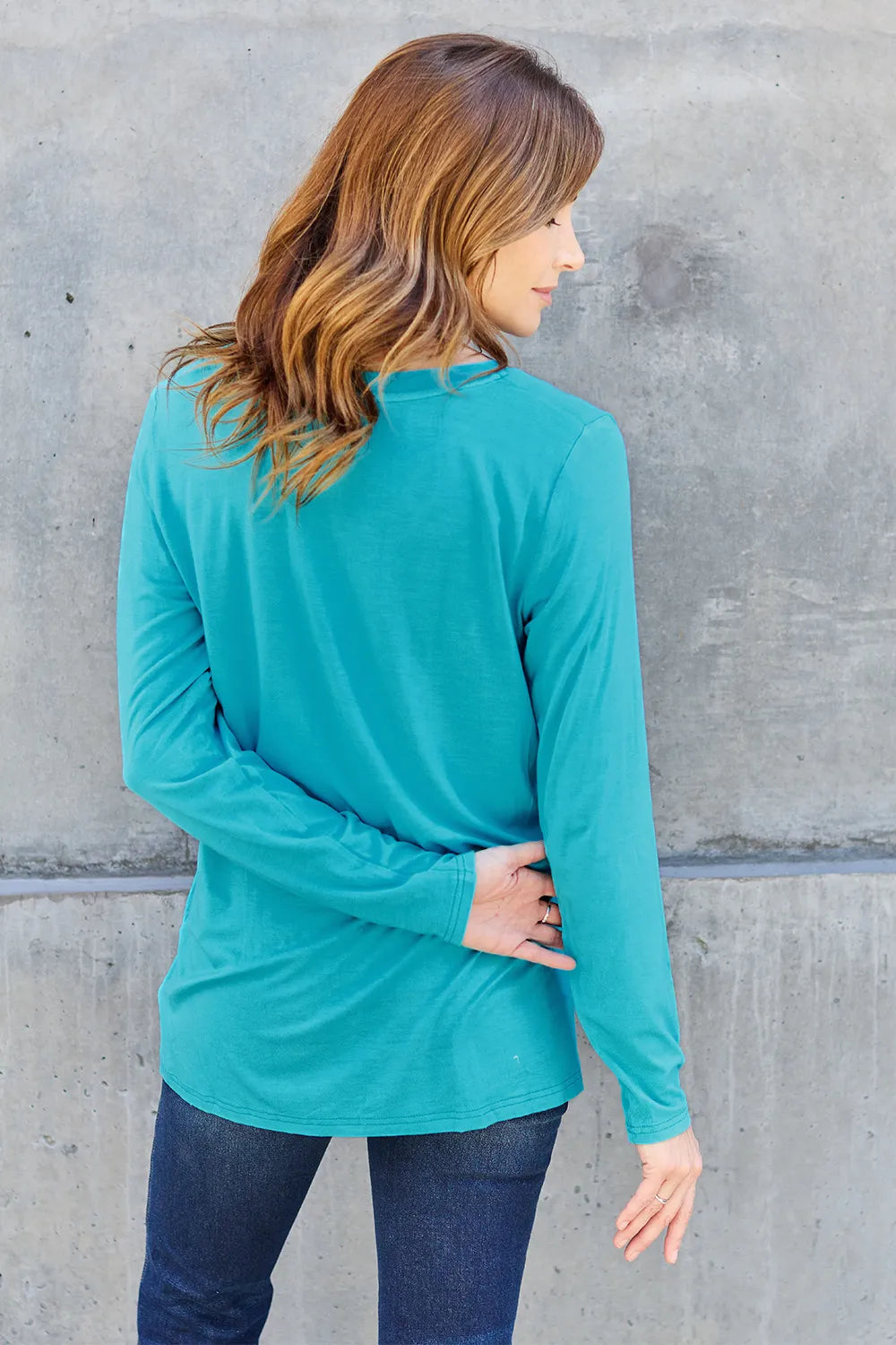 Basic Bae Full Size V-Neck Long Sleeve Top - cas7m