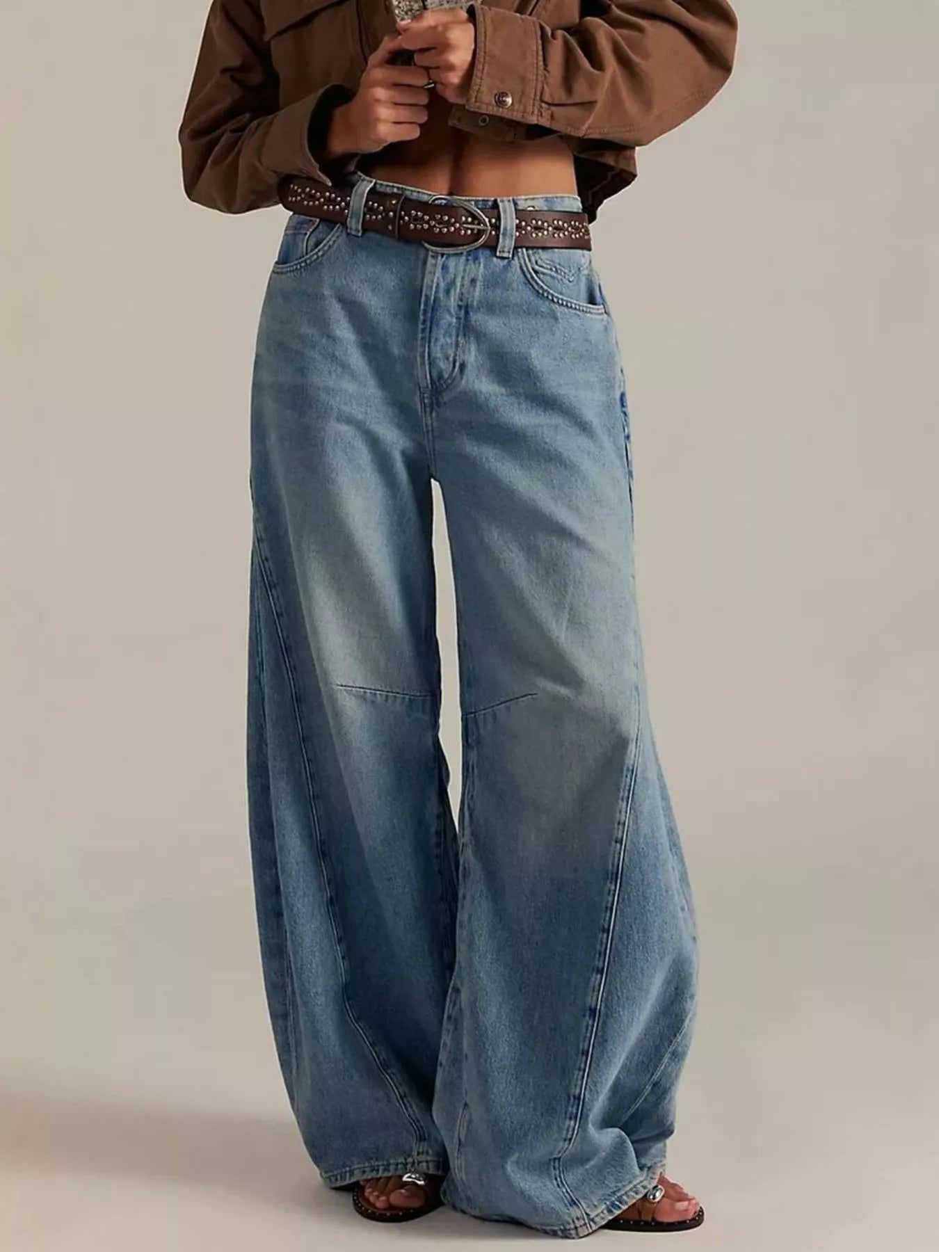 Washed Wide Leg Jeans - cas7m
