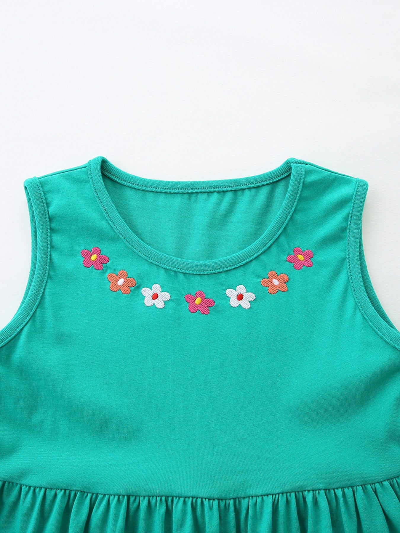 Children's Sleeveless Embroidered Casual Dress - cas7m