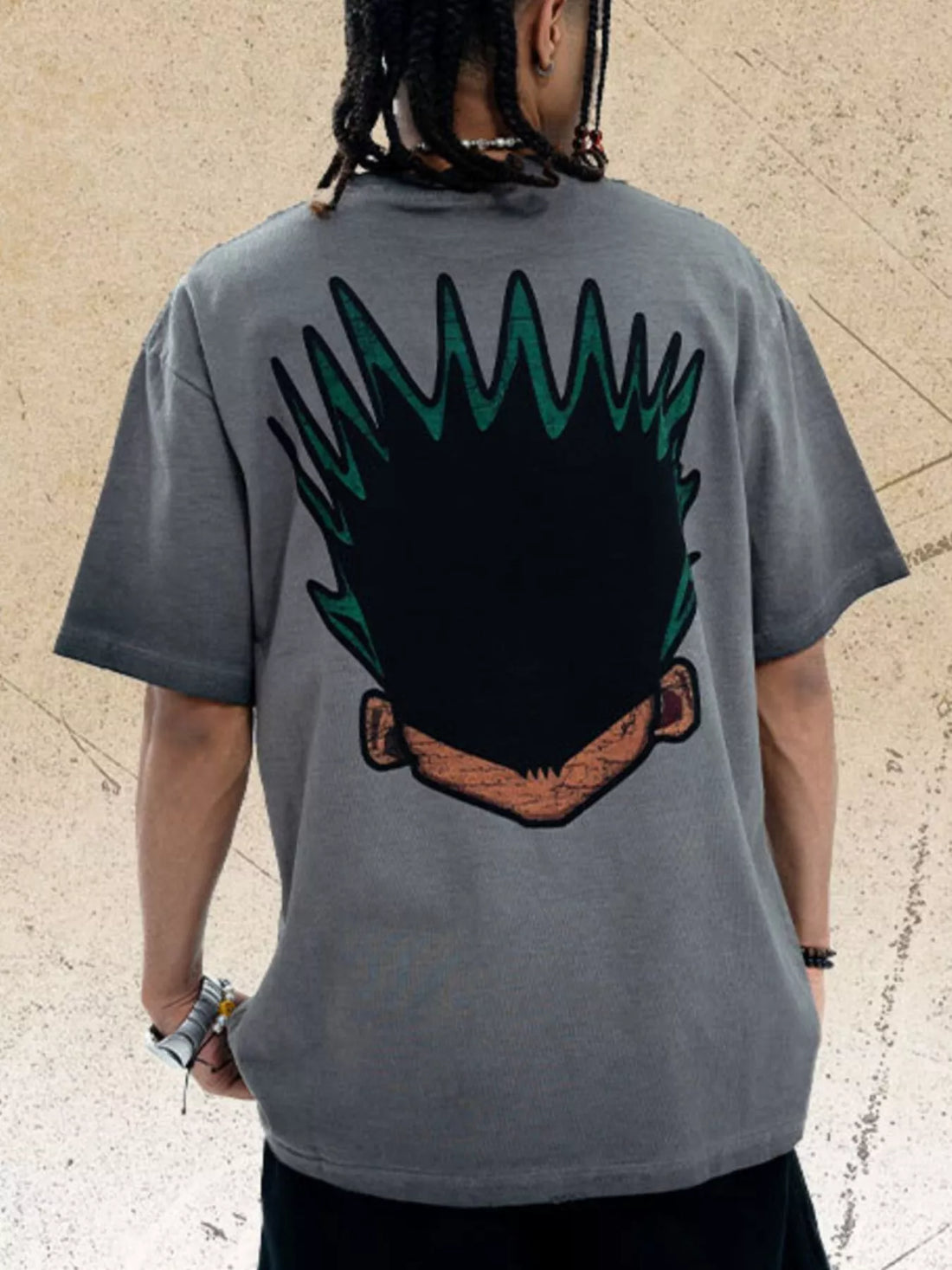 Men's Graphic Round Neck Oversized T-Shirt - cas7m
