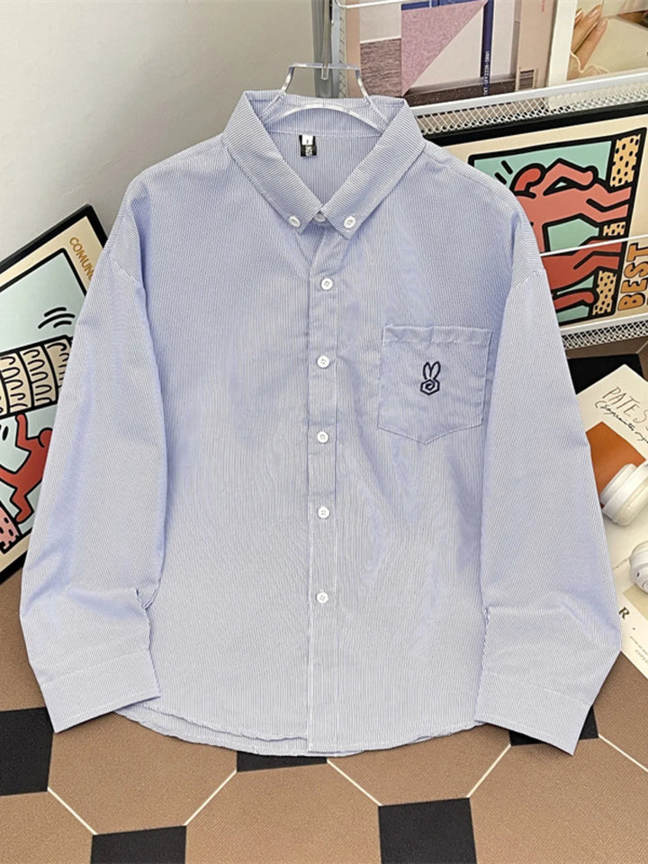 Men's Plus Size Button Up Long Sleeve Shirt - cas7m