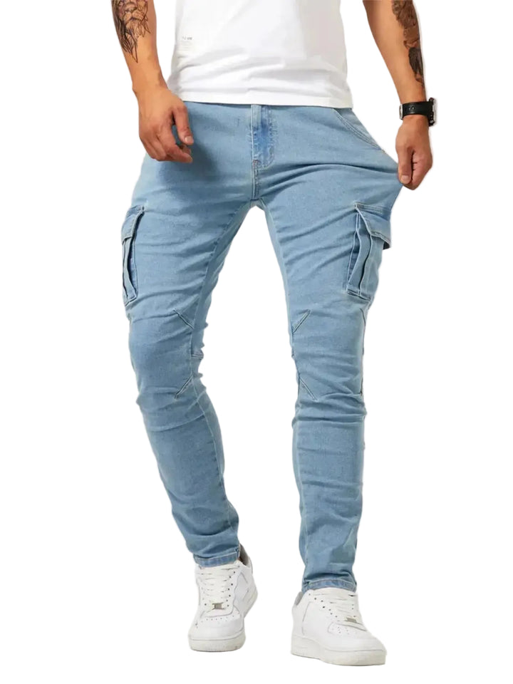 Men's Plus Size Skinny Cargo Jeans - cas7m