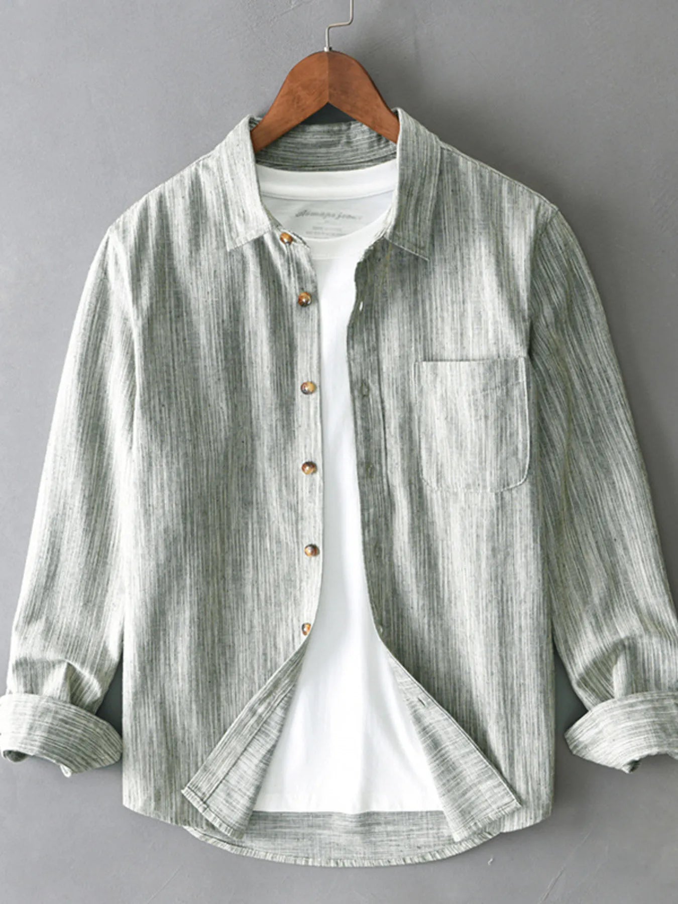 Men's Plus Size Button-Up Long Sleeve Shirt - cas7m