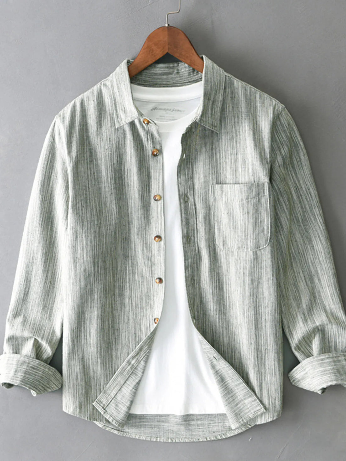 Men's Plus Size Button-Up Long Sleeve Shirt - cas7m