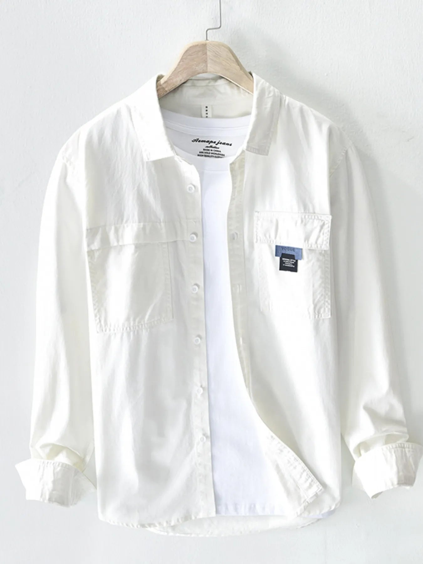 Men's Plus Size Button Up Long Sleeve Shirt - cas7m