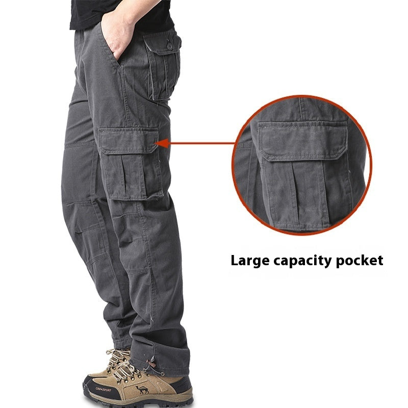 Cotton Multi-pocket Cargo Pants Men's Loose Wear-resistant Loose Outdoor Leisure - cas7m