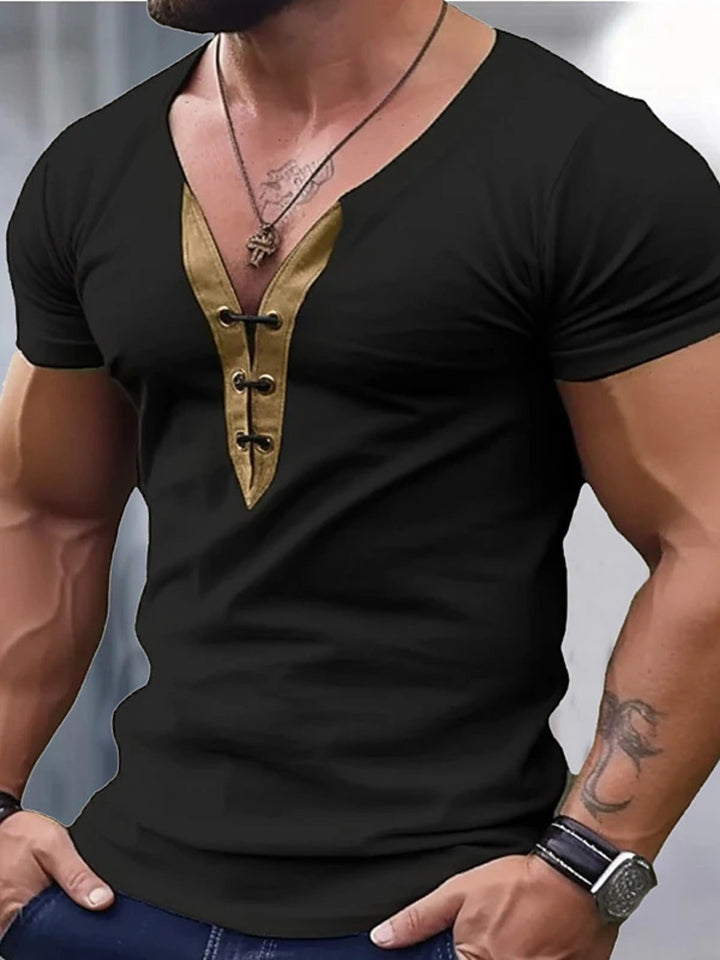 Men's Full Size Solid Color Short Sleeve T-Shirt Plus Size - cas7m