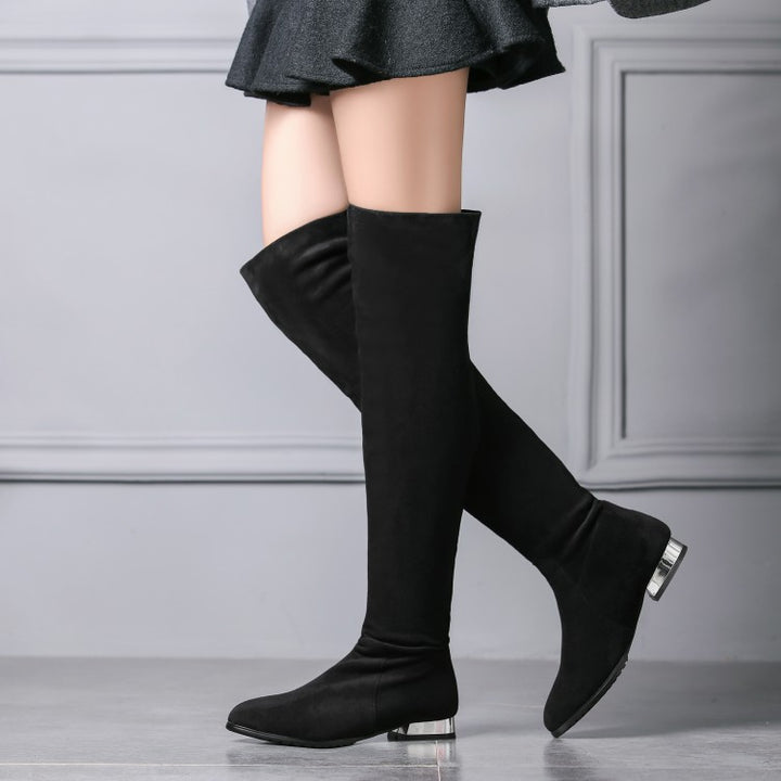 Women's Elastic Suede Over The Knee Boots