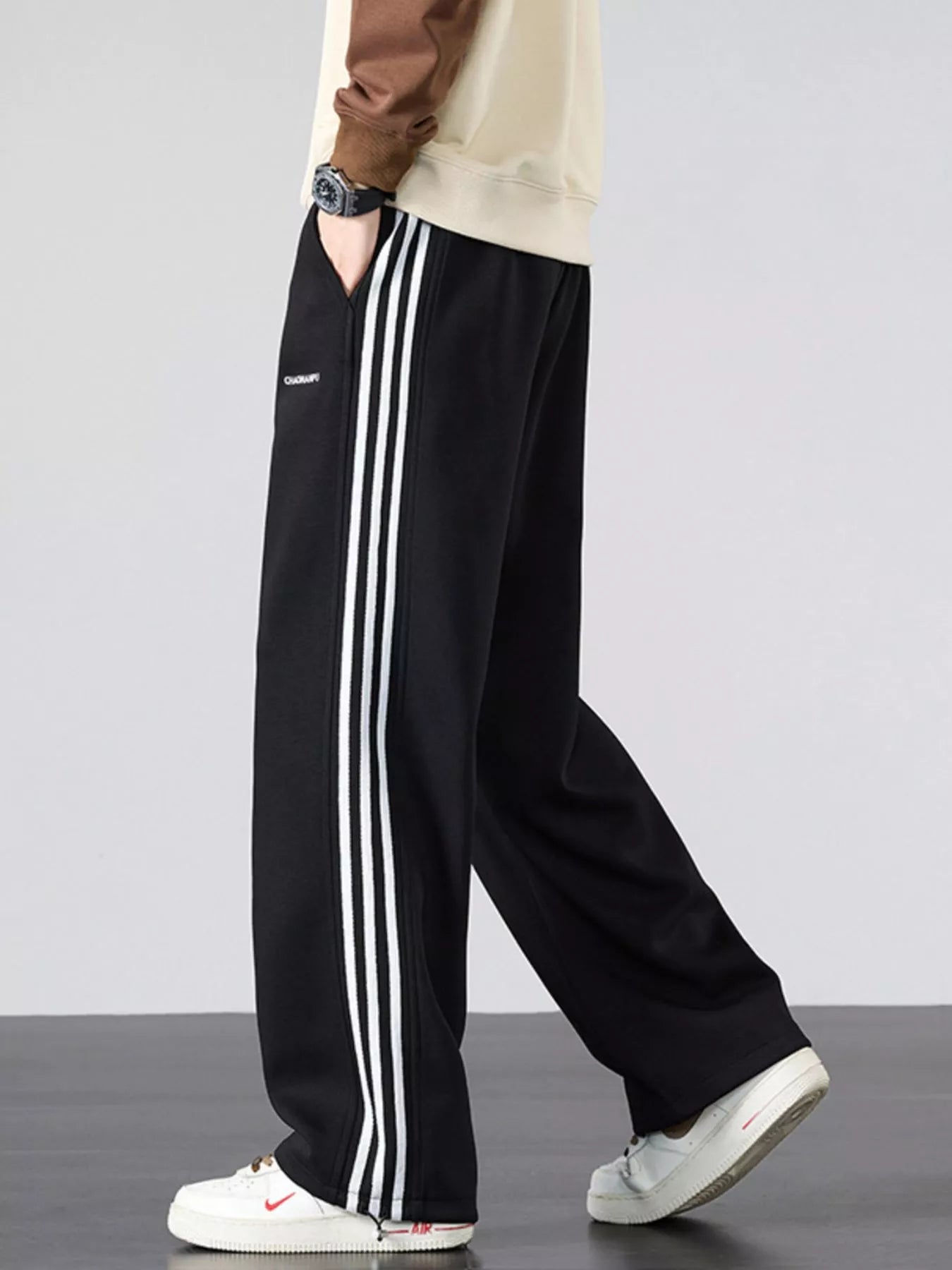 Men's Plus Size Casual Striped Wide Leg Sweatpants - cas7m