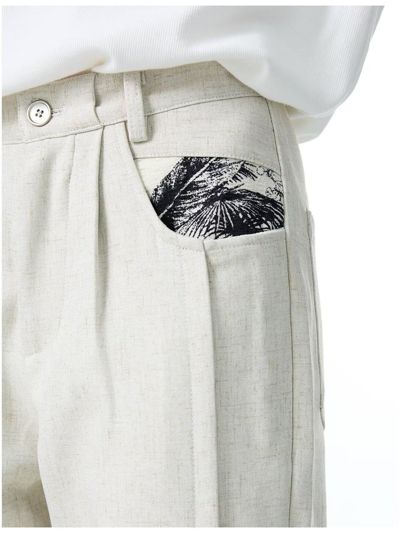 Men's Plus Size Wide Leg Pants with Patterned Pockets - cas7m