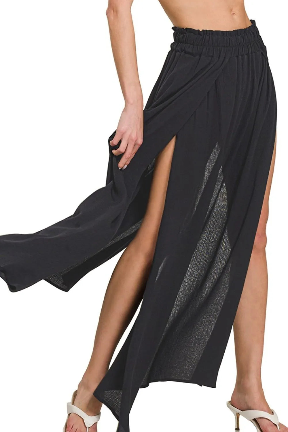 Zenana Woven Crinkle Gauze Long Skirts - cas7m