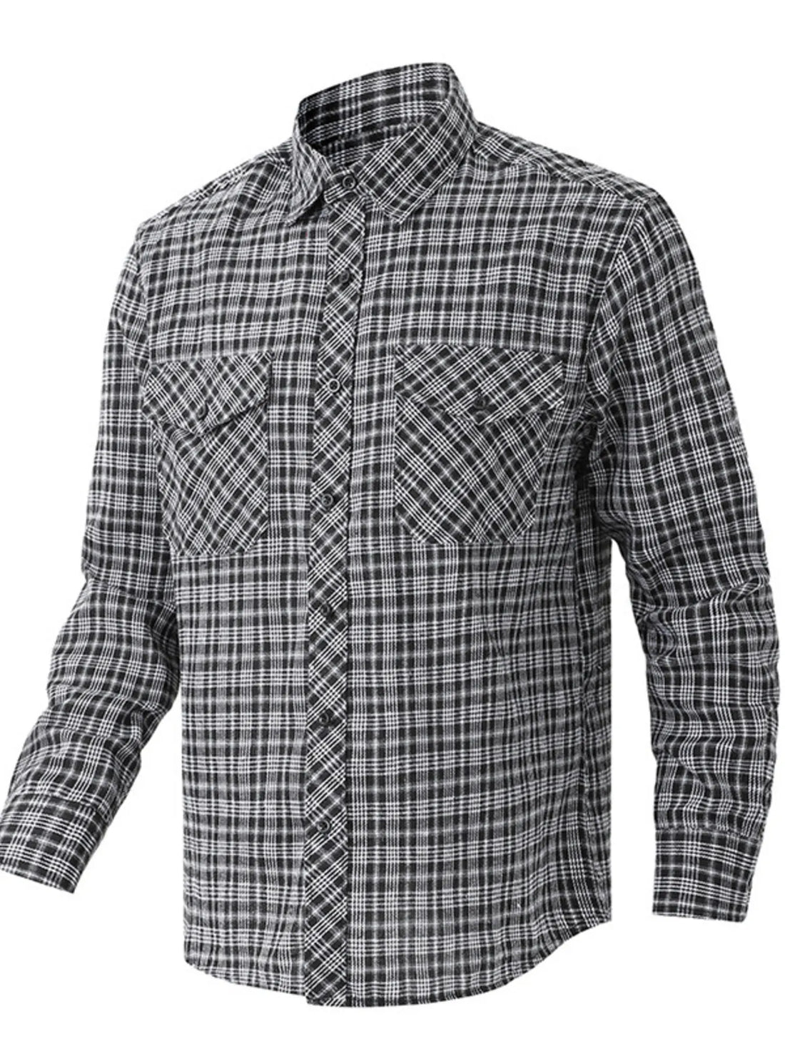 Men's Casual Plaid Long Sleeve Shirt - cas7m
