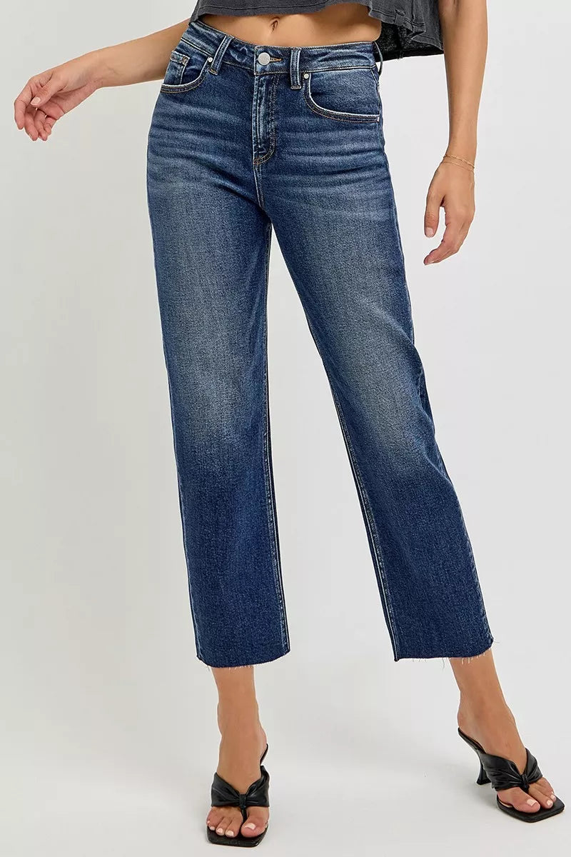 RISEN High Rise Slim Barrel Jeans - cas7m