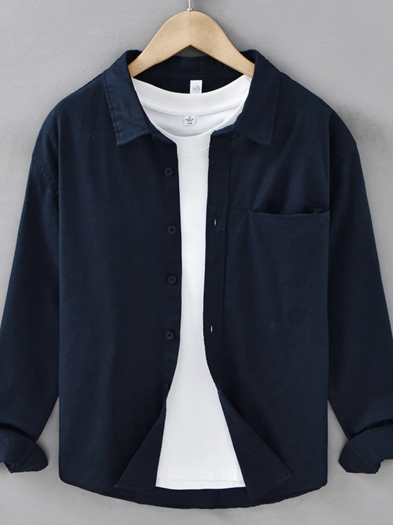 Men's Plus Size Button Up Long Sleeve Shirt - cas7m