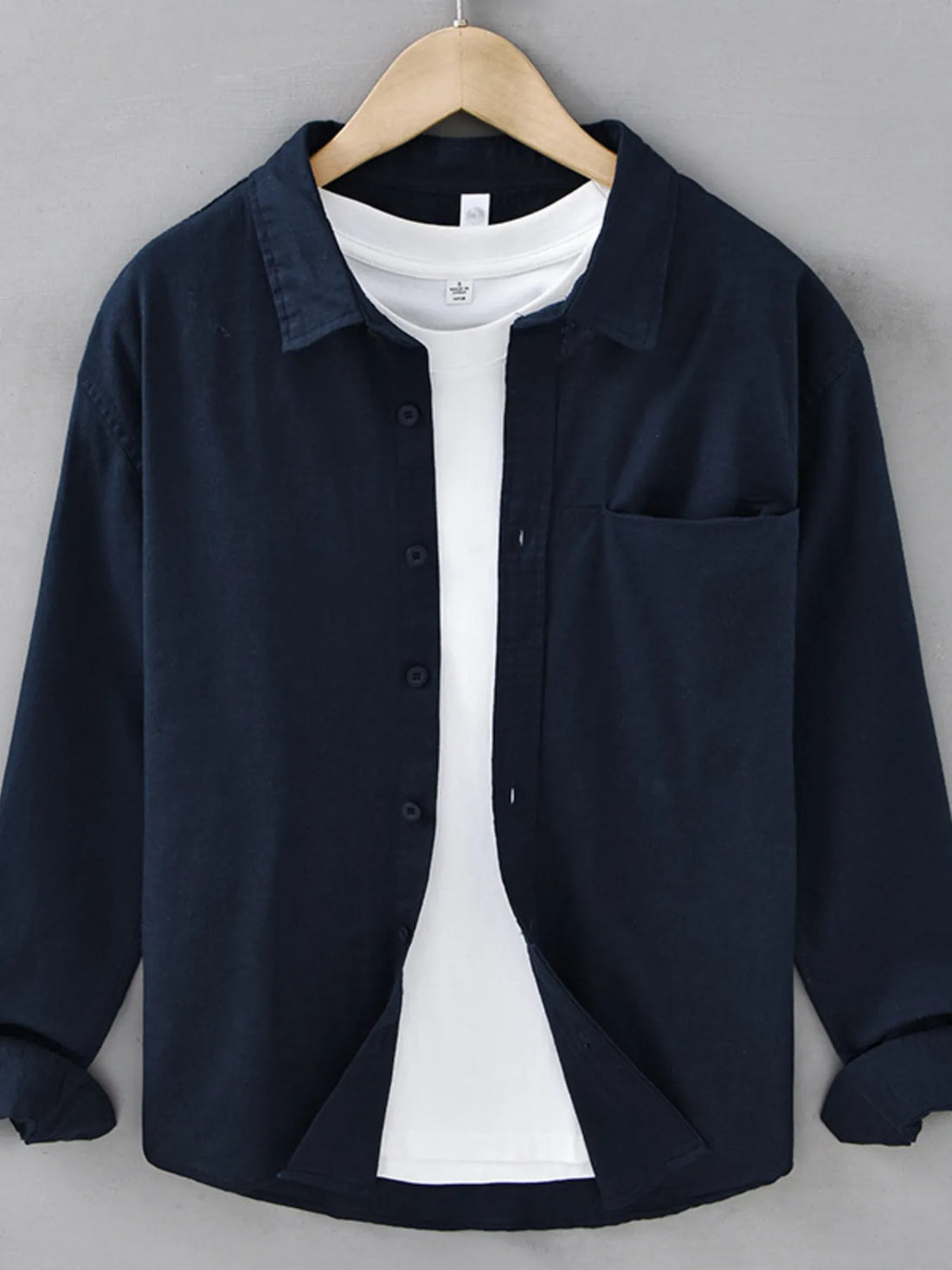 Men's Plus Size Button Up Long Sleeve Shirt - cas7m