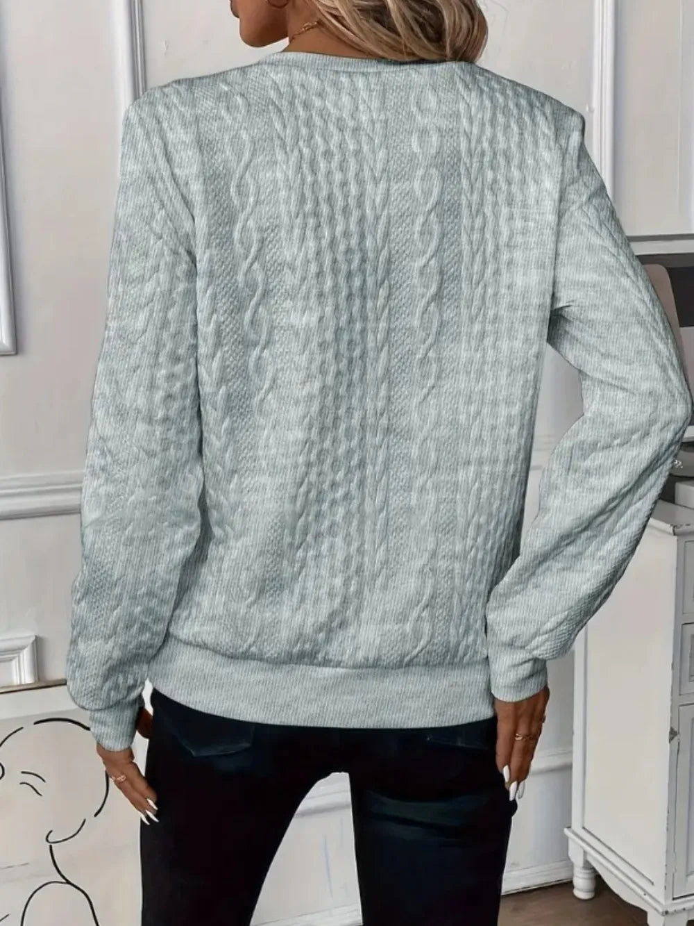 Texture Half Zip Long Sleeve Sweatshirt - cas7m