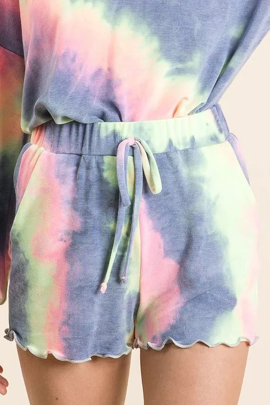 BiBi Tie Dye French Terry Shorts and Curly Edge - cas7m