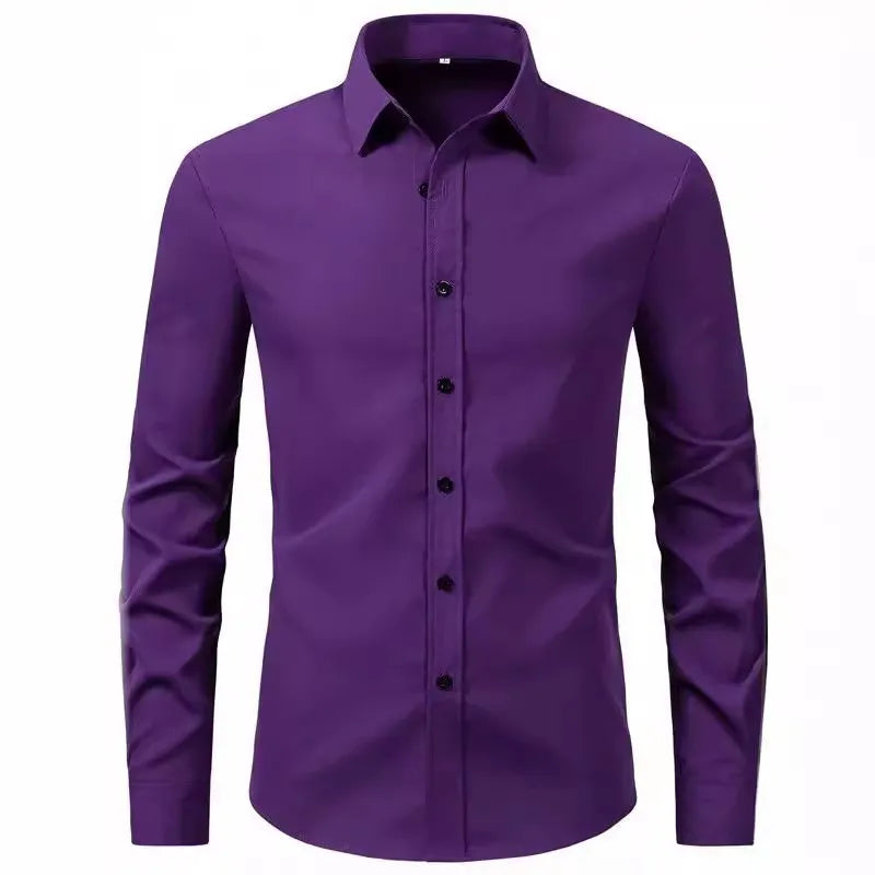 Men's Plus Size Button Up Long Sleeve Shirt - cas7m
