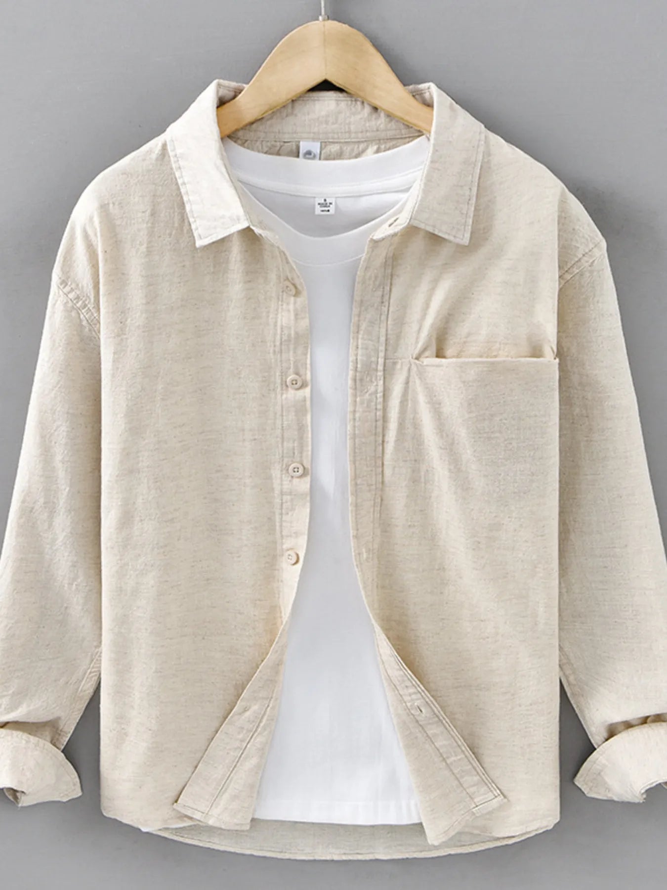 Men's Plus Size Button Up Long Sleeve Shirt - cas7m