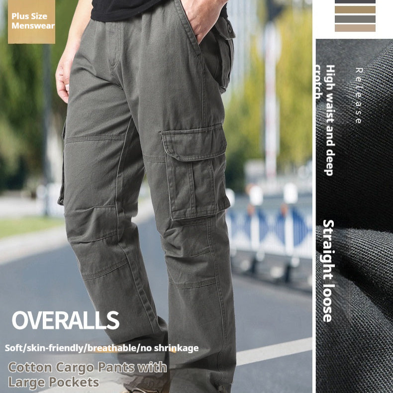 Cotton Multi-pocket Cargo Pants Men's Loose Wear-resistant Loose Outdoor Leisure - cas7m