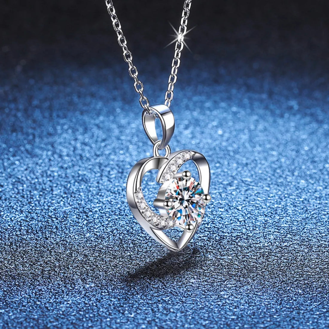 925 Sterling Silver Zircon Heart Necklace - cas7m