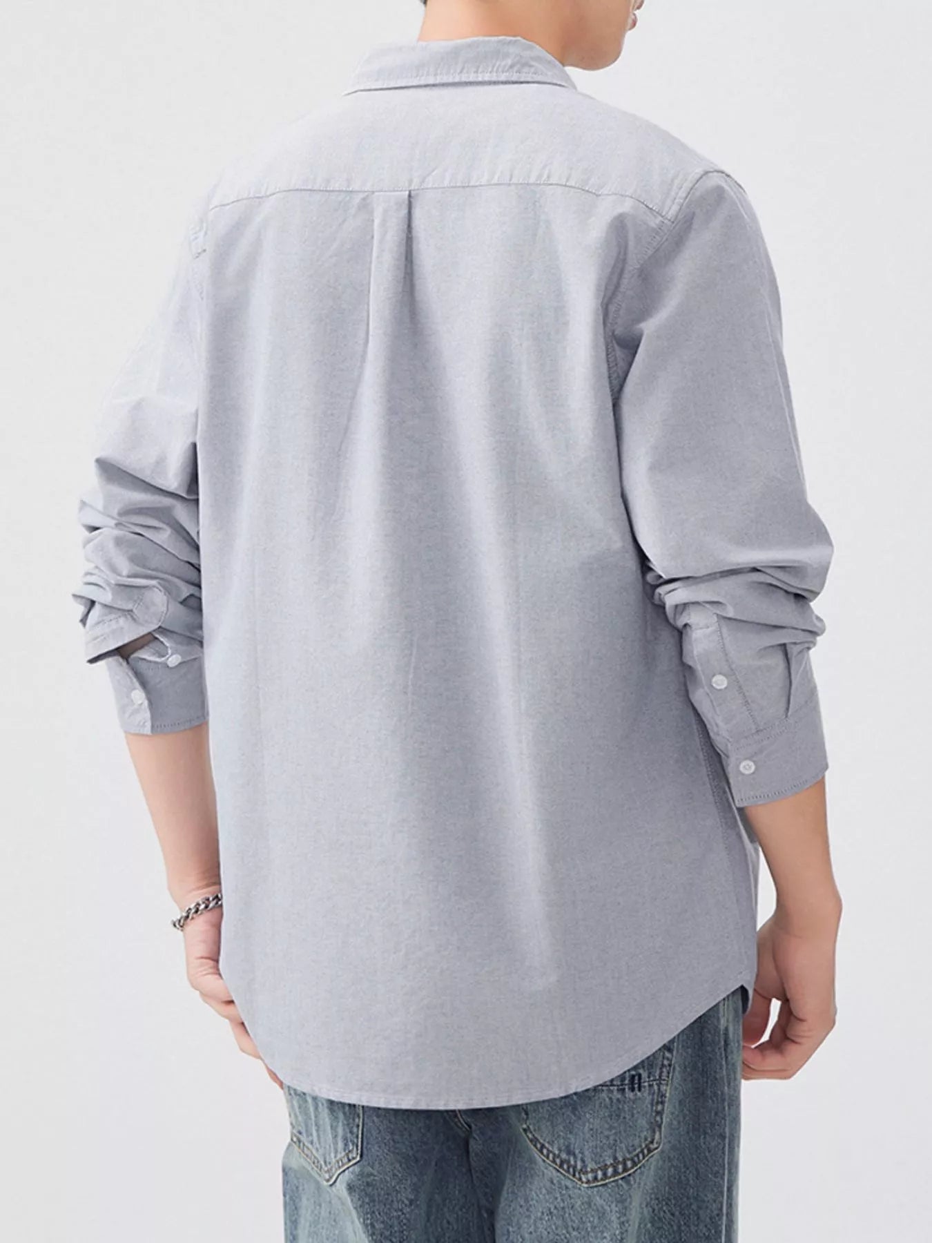 Men's Plus Size Button Up Long Sleeve Shirt - cas7m