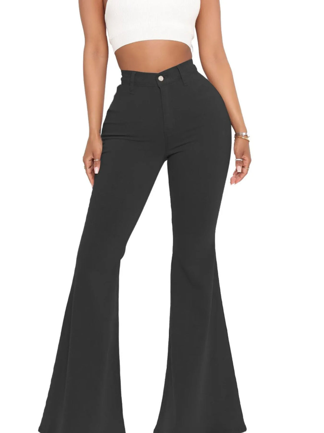 Full Size High-Waisted Raw Hem Flare Jeans Plus Size - cas7m