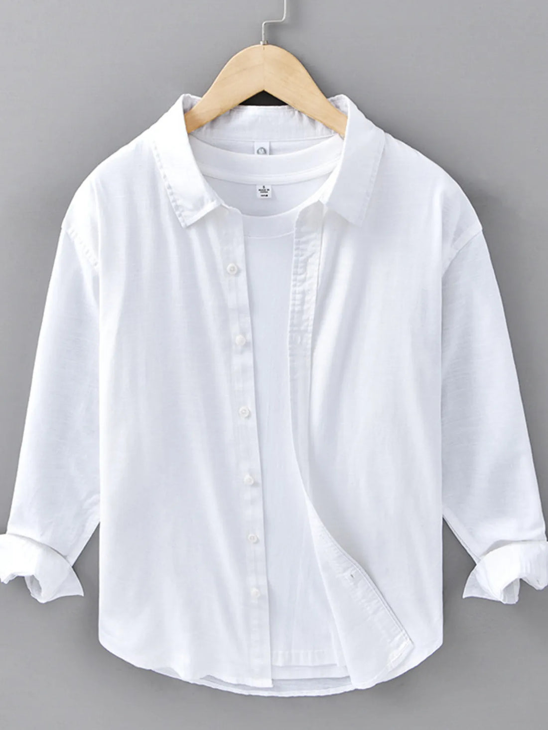 Men's Plus Size Button Up Long Sleeve Shirt - cas7m