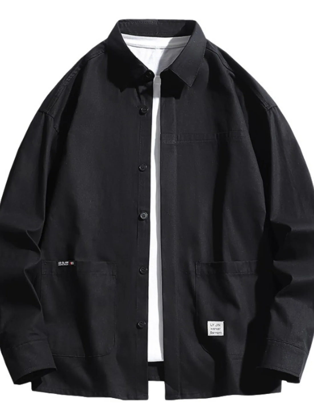 Men's Plus Size Button Up Long Sleeve Shirt - cas7m