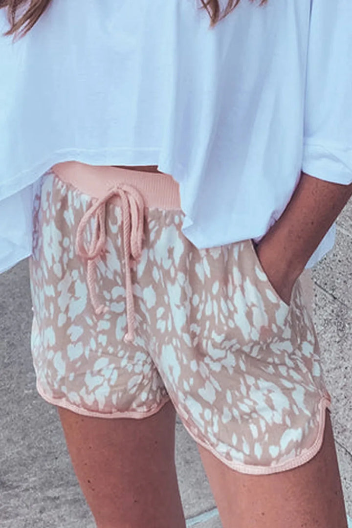 Abstract Print Drawstring Casual Shorts - cas7m
